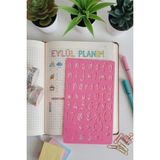 Karmelom Studio Bullet Journal El Yazısı Font Küçük Harf Şablon Cetvel - Pembe