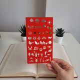 Karmelom Studio Bullet Journal Montessori Seyahat ve Doğal Yaşam Simgeleri Şablon Cetvel - Kırmızı