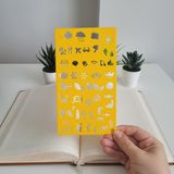 Karmelom Studio Bullet Journal Montessori Seyahat ve Doğal Yaşam Simgeleri Şablon Cetvel - Sarı