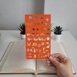 Karmelom Studio Bullet Journal Montessori Seyahat ve Doğal Yaşam Simgeleri Şablon Cetvel - Turuncu