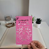 Karmelom Studio Bullet Journal Yaprak Desenli Başlık Şablon Cetvel - Pembe