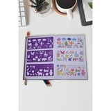 Karmelom Studio Montessori Tematik Figürlü Şablon Cetvel Set (3 Parça) - Koyu Mor