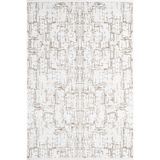 Karmen Halı Best 116A Beyaz Bej Modern Desen Parlak İnce Makinada Yıkanabilir Salon Halısı,80 X 150