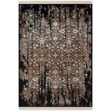 Karmen Halı Diamente Dm004S Siyah Bej Modern Klasik Desen 100 Tarak Bambu Viskon Halı İpek Serisi,100 X 200