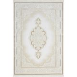 Karmen Halı Elegance Eg001A Beyaz Halı Gold Sedef Detaylı Göbekli Modern Viskon Doğal Iplik Bambu Halı Tozu Az,156 X 230