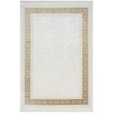 Karmen Halı Elegance Eg009A Bej Halı Gold Çerçeveli Modern Viskon Doğal Iplik Bambu Halı Tozu Az Salon Halısı,156 X 230