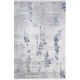 Karmen Halı Elegance Eg013A Gri Halı Lacivert Detaylı Modern Viskon Doğal Iplik Bambu Halı Tozu Az Salon Halısı,78 X 150