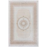 Karmen Halı Elit El002A Krem Halı Toprak Kenar Çerçeveli Göbekli Ince Yumuşak Akrilik Tozuaz Modern Salon Halısı,80 X 150