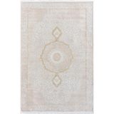 Karmen Halı Elit El004S Krem Halı Gold Detaylı Göbekli Kenar Çerçeveli Ince Yumuşak Akrilik Tozuaz Modern Salon,200 X 290