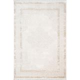 Karmen Halı Etro Et001W Krem Klasik Modern Çerçeveli Göbekli Desen Parlak Ağır Salon Halısı İpek Serisi,80 X 150