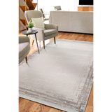Karmen Halı Etro Et007G Gri Modern Çerçeveli Desen Parlak Ağır Yüksek Sıklıkta Salon Halısı İpek Serisi,80 X 150