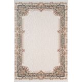 Karmen Halı Fontana Ft003Y Krem Yeşil Akrilik Halı Klasik Desen Pamuk Taban Tozu Az Salon Oturma Odası Halısı,80 X 150