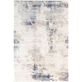 Karmen Halı İndigo Id008M Beyaz Mavi Modern Desen Akrilik İplik Tozuaz Pamuk Taban Salon Mutfak Halısı,80 X 300