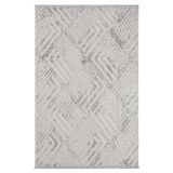 Karmen Halı Kaftan Kf006G Bej Halı Gri Detaylı Geometrik Kabartma Desenli Akrilik Halı Tozuaz Salon Halısı,80 X 150