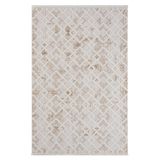 Karmen Halı Kaftan Kf008A Bej Halı Kahverengi Detaylı Geometrik Kabartma Desenli Akrilik Halı Tozuaz,200 X 290