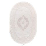 Karmen Halı Truva 8342 Oval Krem Halı Bej Kalın Akrilik Tozuaz Modern Klasik Oval Salon Halısı Koridor,80 X 150