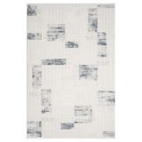 Karmen Halı Truva Tv035M Krem Rengi Halı Lacivert Geometrik Detaylı Akrilik Yumuşak Modern Salon Halısı,80 X 150