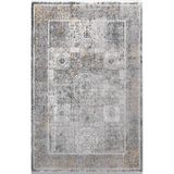 Karmen Halı Vg007Z Koyu Gri Çerçeveli Klasik Desen Modern Renk Tarak Viskon Salon Halısı İpek Serisi,300 X 400