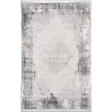 Karmen Halı Vg008Z Koyu Gri Çerçeveli Göbekli Klasik Desen Modern Renk Tarak Salon Halısı İpek Serisi,200 X 290