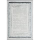 Karmen Halı Zenith Zn004A Gri Halı Antrasit Detaylı Lacivert Kenar Çerçeveli Yumuşak Kadife Ince Modern Halı,80 X 150