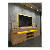 Karnaval Ledli Tv Ünitesi Minifix 150 Cm Dolaplı Kapaklı Tv Sehpası Atlantik L8202-6