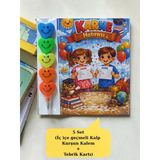 Karne Hediyesi 5 Set Kalp Kurşun Kalem ve Tebrik Kartı