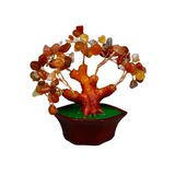 Karnelyan Doğal Taş Bonsai Dekoratif Hayat Ağacı, 15 cm, Turuncu-Akik taşı