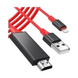 Karok Ticaret - HDMI Adaptör Kablosu ile Uyumlu [ Mfi Sertifikalı] HDMI Adaptörü iPad Ipod Tv Projektör Monitörü Için, 1080P Dijital Av Sync Ekran Adaptör Kablosu Şarj Konektörü ile 2,0 M Kırmızı