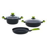 Karokstore 5 Parça Set Yeşil (22CM Derin Tencere + 26CM Sığ Tencere&tava) - standart