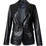 Karolina Kadın Kruvaze Yaka Tek Düğmeli Hakiki Deri Blazer Ceket - 4 Drop - 2XL - Camel