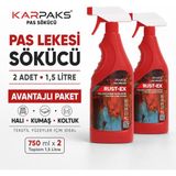 Karpaks Rust-Ex Pas Lekesi Çıkarıcı Sprey 750 ml x 2 Halı Koltuk Kumaş ve Döşeme Için - 1,5 lt