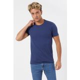 Karpefingo Erkek Bisiklet Yaka Basic Lacivert T-Shirt