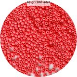 Karpuz Pembesi Renk 4 Mm Yaklaşık 660 Adet / 60 Gram Cam Boncuk Oya Yazma Bileklik Ve Kolye