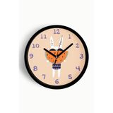 Karpuz Yiyen Sevimli Tavşan Çocuk Odası Duvar Saati - 30cm - Önü Camlı Siyah Kasa - Sessiz Mekanizma, JH1052S30SKP
