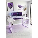 Karr Gaming Vortex 25MM Kanatlı Oyuncu Masası | Beyaz Karbon Fiber Kaplama | Raflı Oyuncu Masası - 180 x 70