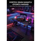Karr Gaming Vortex 25mm Kanatlı Oyuncu Masası | Siyah Karbon Fiber Kaplama | Raflı Oyuncu Masası