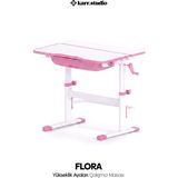 Karr Kids Flora Yükseklik Ayarlı Çocuk Çalışma Masası - Pembe - Tek Ebat