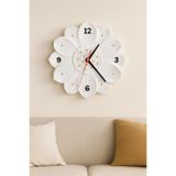 Karra Art Beton Çiçek Desenli Duvar Saati – Sessiz Mekanizma, Dekoratif Tasarım, 20 Cm, Beyaz