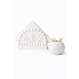 Karra Art Beton Peçetelik Kürdanlık Set Beyaz