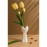Karra Art Beyaz Hand Kalp Beton Vazo Minimalist 14.50x6 Cm