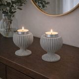 Karra Art El Yapımı Beton Tealight Mumluk Seti Gri
