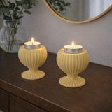 Karra Art El Yapımı Beton Tealight Mumluk Seti Sarı