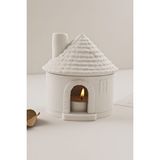 Karra Art Mini Kulübe Şeklinde Seramik Mumluk – Dekoratif Tealight Ev Beyaz