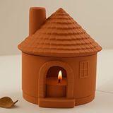 Karra Art Mini Kulübe Şeklinde Seramik Mumluk – Dekoratif Tealight Ev Kırmızı