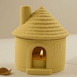 Karra Art Mini Kulübe Şeklinde Seramik Mumluk – Dekoratif Tealight Ev Sarı