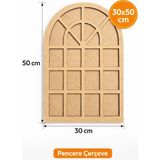 Karsan Mozaik 30x50cm Dekoratif Hint Penceresi Ham MDF Boyanabilir Dekoratif Oval Ahşap Çerçeve