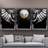 Kartal-1 Temalı Aynalı Çerçeveli 3 lü Kanvas Tablo Seti 150x70 cm SETS0045
