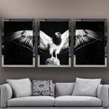 Kartal-2 Temalı Aynalı Çerçeveli 3 lü Kanvas Tablo Seti 150x70 cm SETS0053