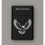 Kartal Desenli Metal Sigara Tabakası – Kişiye Özel Isimli Tütün Kutusu Hediyelik M71 - Siyah