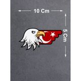 Kartal Ve Türk Bayrağı Sticker - Araba Oto Motosiklet Karavan Sticker - 00727 10x5 Cm